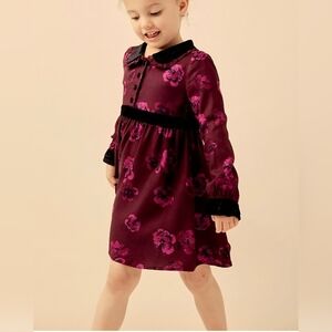 For Love And Lemons Kids Floral Dress with Black Velvet Collar